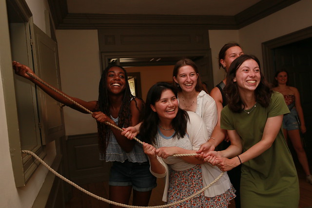 Class of 2024 members celebrate their achievements by ringing the historic Wren Bell.