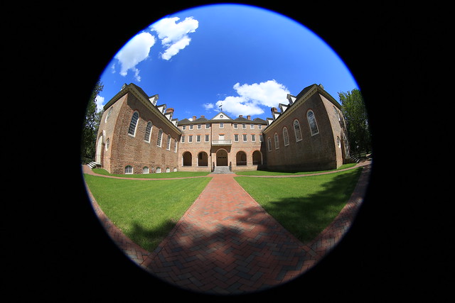 Fisheye view of the Sir Christopher Wren Building.