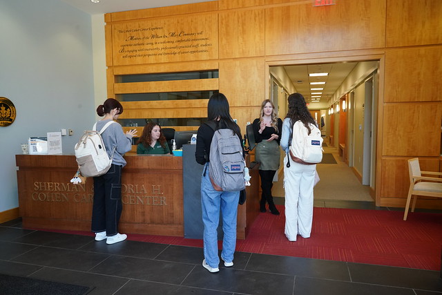 Students check-in at the Cohen Career Center.